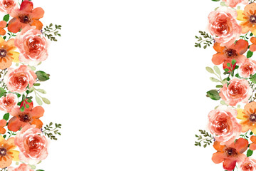 Decorate your designs with a watercolor flower frame isolated on a white background.