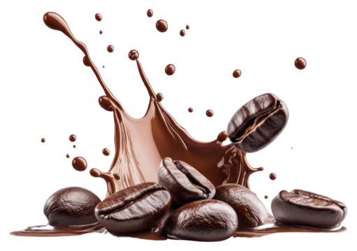 PNG Coffee beans coffee splash drink.