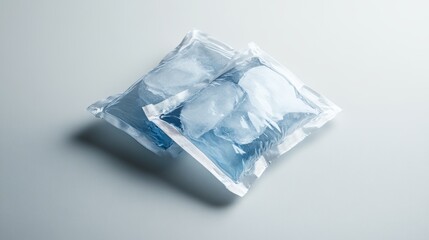 Obraz premium Two ice packs on light gray background. Cold accumulator. Chilling block. Cooler bottle for food and drink. Low temperature keeper. 3d render