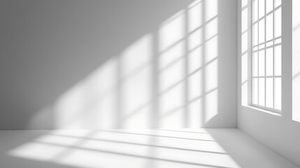 Fototapeta premium white wall with light and shadow from window.