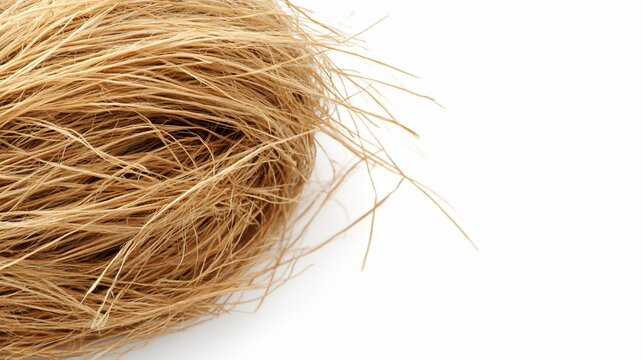 Coconut fiber ball on white; crafting material; studio shot