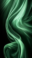 Obraz premium Abstract Green Fabric Swirling Against A Black Background.