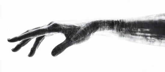 Reaching hand, studio shot, white background, anatomy art