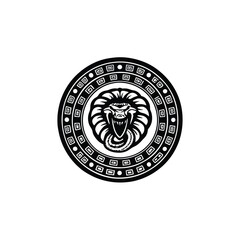 Design a minimalist logo featuring Quetzalcoatl, the Aztec feathered serpent god, incorporating geometric shapes and a modern color palette.