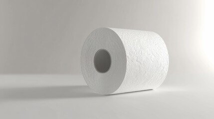 White toilet paper roll studio shot, clean background, hygiene product