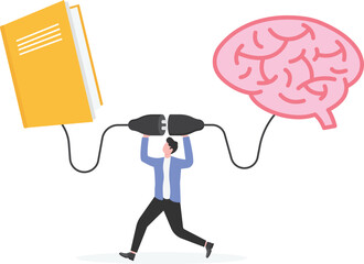 Book charging brain concept illustration
