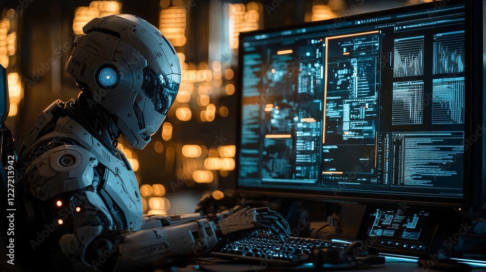 Wall mural stocks related to robotics and computer tech