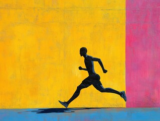 Hurdler in Vibrant Fauvist Colors Athletic Track Digital Art Urban Environment Side View Expression of Motion