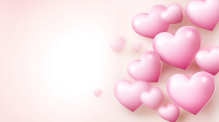 Pink hearts on soft background create romantic atmosphere