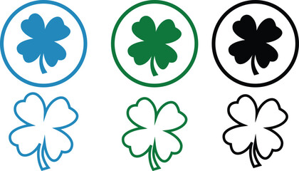 Fototapeta premium Good luck four leaf clover icon set. four leaf clover isolated icon. four leaf clover line icon. clover icon, vector, silhouette set RGB