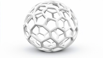 White geometric sphere, 3D render, studio, clean background, design element