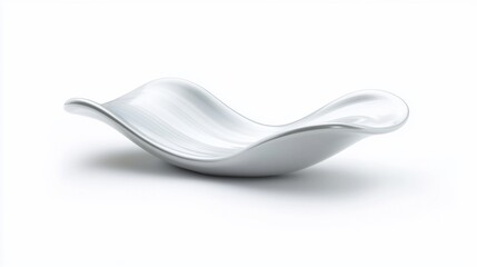 White wave-shaped dish on white background, studio shot, for food presentation
