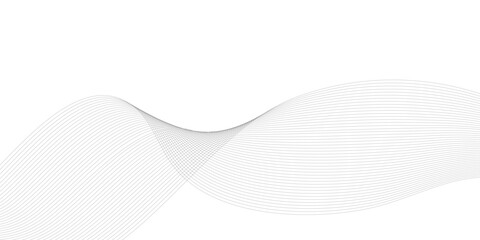 Abstract wavy grey technology lines on transparent background.  Abstract gray curved line for banner design and frequency sound wave line.
