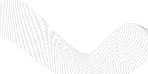 Abstract wavy grey technology lines on transparent background.  Abstract gray curved line for banner design and frequency sound wave line.