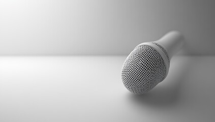 White Microphone on a White Background