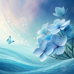 Blue Hydrangea Flowers with Gentle Light Reflections