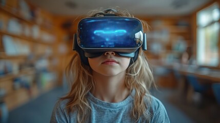 Young Girl Exploring Virtual Reality Worlds