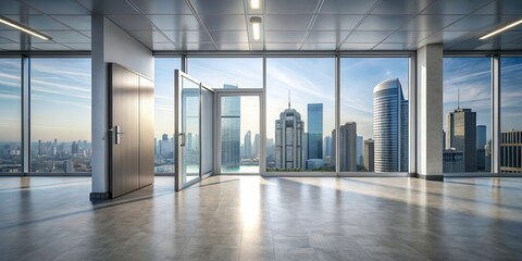 Obraz premium Moderne B?roetage ?ber einer offenen T?r, B?rogemeinschaft, Urban Landscape