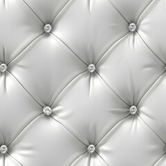 Fototapeta premium A close-up of a tufted, glossy white material adorned with decorative buttons.