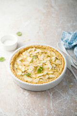 Apple pie with custard and almond