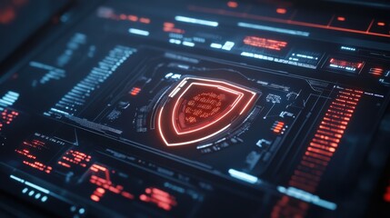 Obraz premium A computer screen with a red shield on it