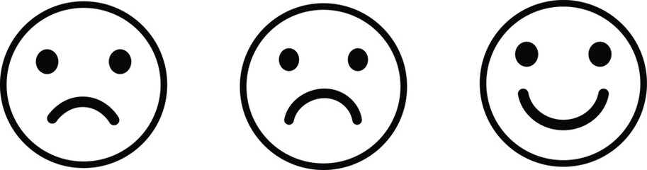 Set of Web Feedback emoji icons collection. emoji feedback icon set rating happy neutral sad emoji emotions icons. Different emoji symbol Vector Illustration
