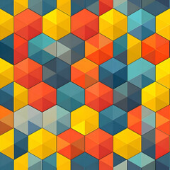 Obraz premium A colorful geometric pattern of hexagons in various shades and tones.