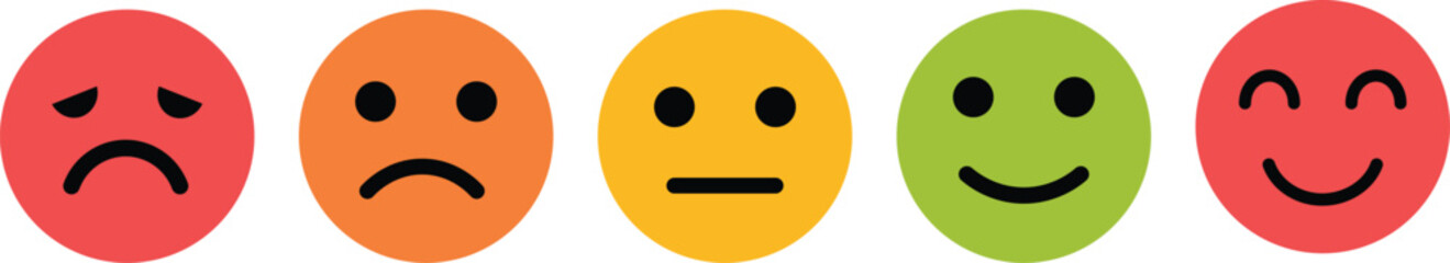 Set of Web Feedback emoji icons collection. emoji feedback icon set rating happy neutral sad emoji emotions icons. Different emoji symbol Vector Illustration
