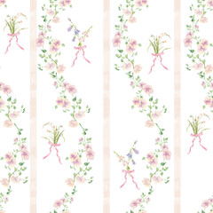Watercolor floral seamless pattern. Hand drown wild flower. Perfect for digital designs, crafts, decorate and more.