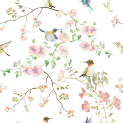 Watercolor floral seamless pattern. Hand drown wild flower. Perfect for digital designs, crafts, decorate and more.