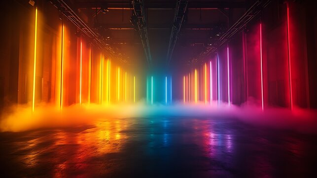 Colorful stage vibrant lighting atmospheric fog effects images