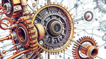 Obraz premium Engineering Science Illustrations - Colorful Technical Diagrams