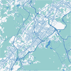 Map of Scranton in Pennsylvania in a professional blue style. Contains layered vector with roads water, parks, etc.