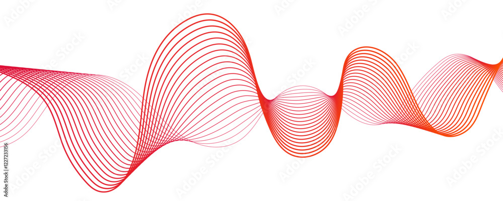 Poster Abstract violet gradient lines in the shape of a wave on a white background. Line blend curve waves flow futuristic background. Colorful Waves of Soft Gradient Lines in Motion