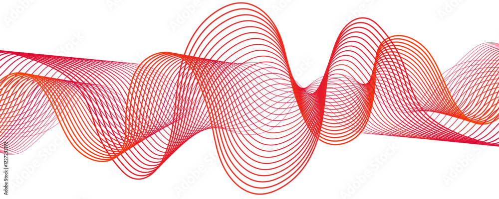 Aufkleber Abstract violet gradient lines in the shape of a wave on a white background. Line blend curve waves flow futuristic background. Colorful Waves of Soft Gradient Lines in Motion