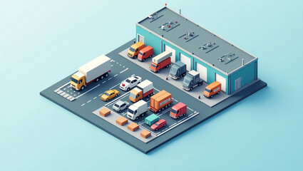 Obraz premium Logistics and Distribution Hub in Isometric Style