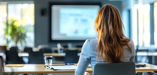 A detailed shot of a medical science liaison preparing for a presentation, showcasing the dedication to effective communication. 