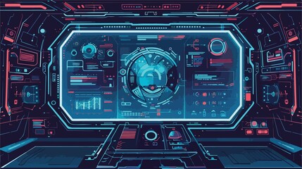 Fototapeta premium Modern Virtual Reality Simulator Flat Vector Illustration