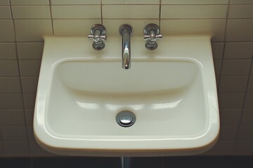Bathroom Sink with Chrome Faucets