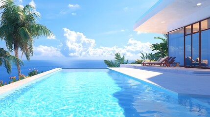 Fototapeta premium Luxurious Oceanfront Villa with Infinity Pool