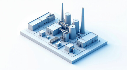 Energy Plant Isometric Blueprint in 3D