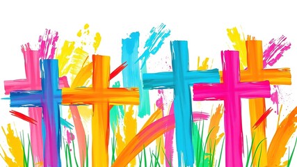 Painted Easter Crosses - Abstract Design