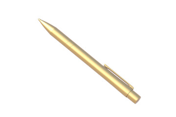 Golden pen isolated on white background. 3d render