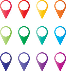 Location pins icons . map markers signs. flat style. map points symbols. map pointers symbol. map pin sign.