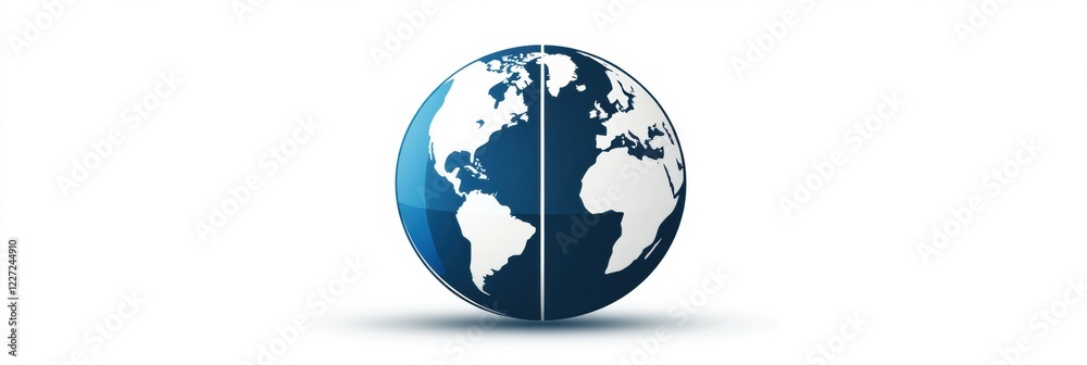 Poster Global representation showcasing two hemispheres with distinct continents and ocean regions visible in vivid colors. Generative AI