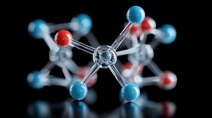 detailed 3D atomic structure with glowing electrons, showcasing vibrant colors and intricate connections