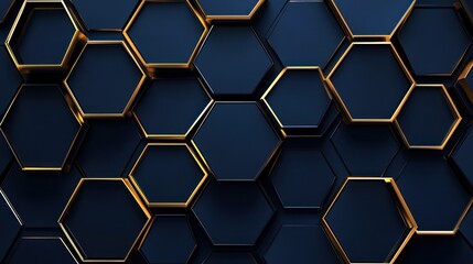 Abstract Geometric Pattern with Golden Hexagon