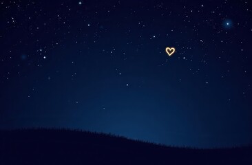 Romantic Celestial Starry Night Valentine’s Day Card with Blank Banner