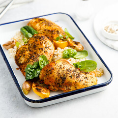 Roasted chicken with lemon and garlic