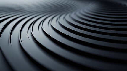 A futuristic abstract black rippled surface with soft curved wave-like patterns creating a sense of movement and depth  

